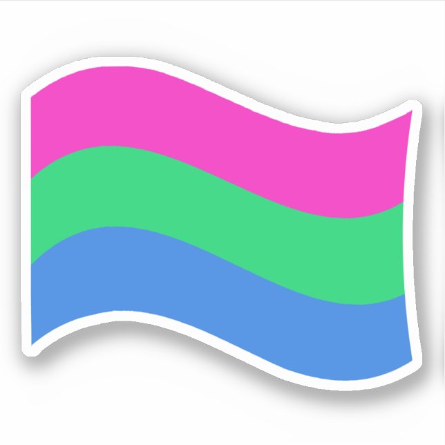 Polysexual Pride Wavy Flag Sticker (Front)
