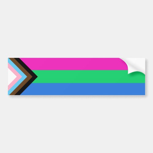 Polysexual Progress Pride Flag Bumper Sticker