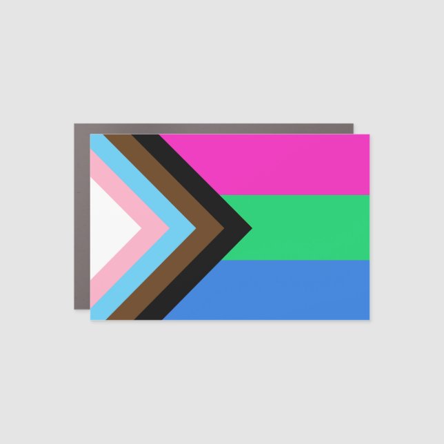 Polysexual Progress Pride Flag Car Magnet (Front)