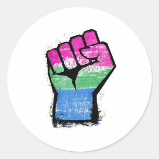 Polysexual Protest Fist Classic Round Sticker