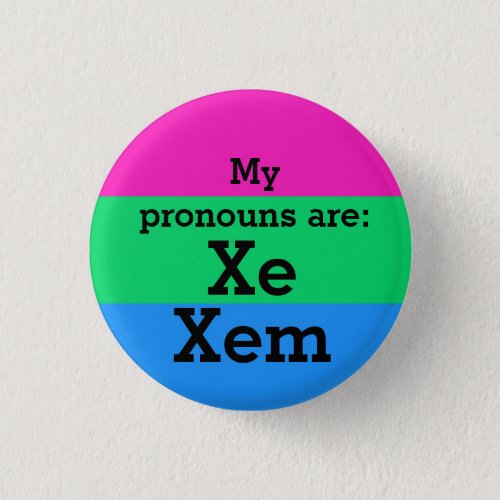 Polysexuality Flag with XeXem Pronouns Button