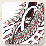 Polytat Tribal Tatau Spearhead Red Warrior Symbols Coaster at Zazzle