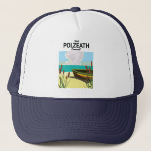 Polzeath, Cornwall Seaside travel poster Trucker Hat