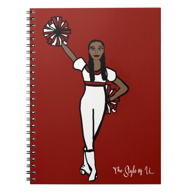 Pom Dancer White Red Accent P Notebook (Front)