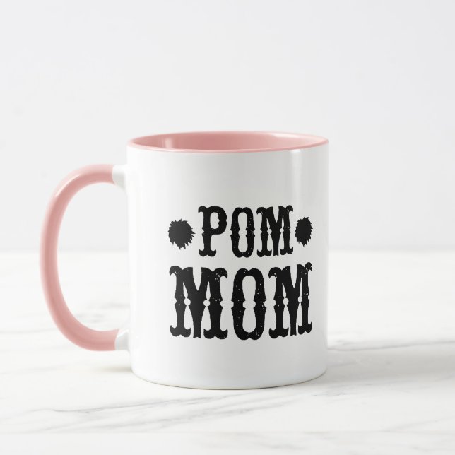 POM MOM Cute Pompom Typography Two Tone Mug (Left)