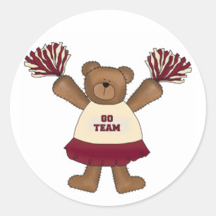 Pom Pom Cheerleader Bear Tshirts and Gifts Classic Round Sticker