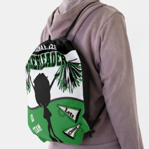 Pom Pom Cheerleader Green White Black Drawstring Bag