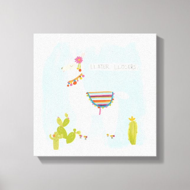 Pom Pom Llama Rama- Llater Llosers Canvas Print (Front)
