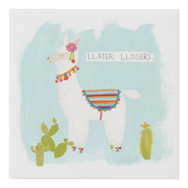 Pom Pom Llama Rama- Llater Llosers Faux Canvas Print (Front)