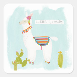 Pom Pom Llama Rama- Llater Llosers Square Sticker