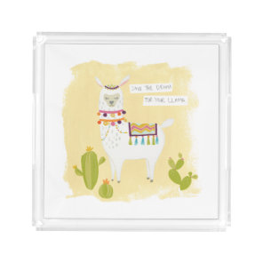 Pom Pom Llama Rama- Save the Drama for Your Llama Acrylic Tray