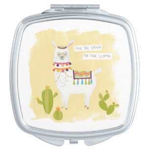 Pom Pom Llama Rama- Save the Drama for Your Llama Compact Mirror