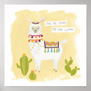 Pom Pom Llama Rama- Save the Drama for Your Llama Poster