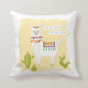 Pom Pom Llama Rama- Save the Drama for Your Llama Throw Pillow