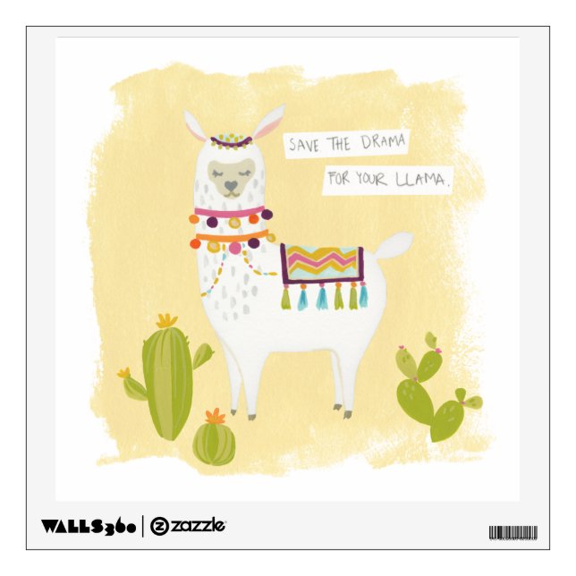 Pom Pom Llama Rama- Save the Drama for Your Llama Wall Decal (Front)