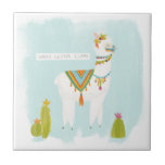 Pom Pom Llama Rama - Whole Lotta Llama Ceramic Tile<br><div class="desc">Pom Pom Llama Rama II by June Erica Vess. Features a fun llama with the phrase "Whole Lotta Llama."</div>