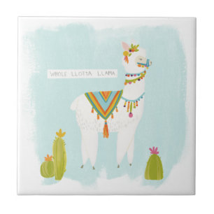 Pom Pom Llama Rama - Whole Lotta Llama Ceramic Tile