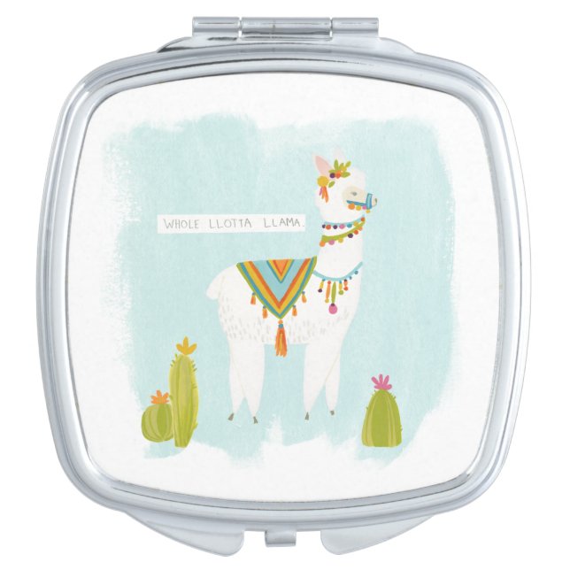 Pom Pom Llama Rama - Whole Lotta Llama Compact Mirror (Front)
