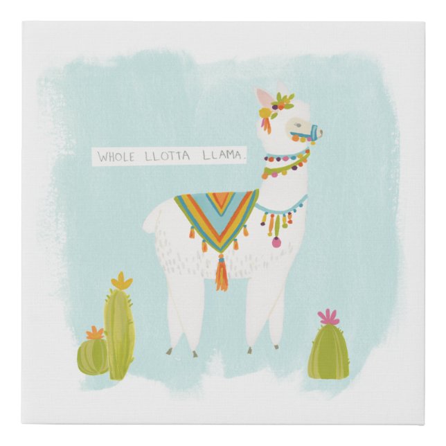 Pom Pom Llama Rama - Whole Lotta Llama Faux Canvas Print (Front)