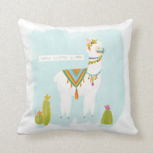 Pom Pom Llama Rama - Whole Lotta Llama Throw Pillow