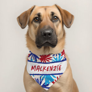 Pom Pom (Red White Blue) Pet Bandana Collar