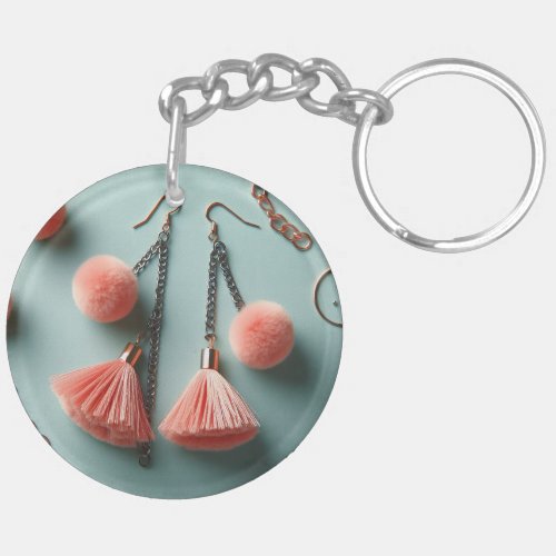 Pom Pom Tassel Earrings  Keychain