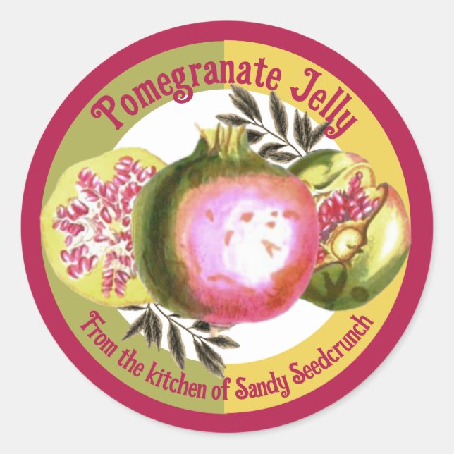 Pom pomegranate personalized fruit canning label (Front)