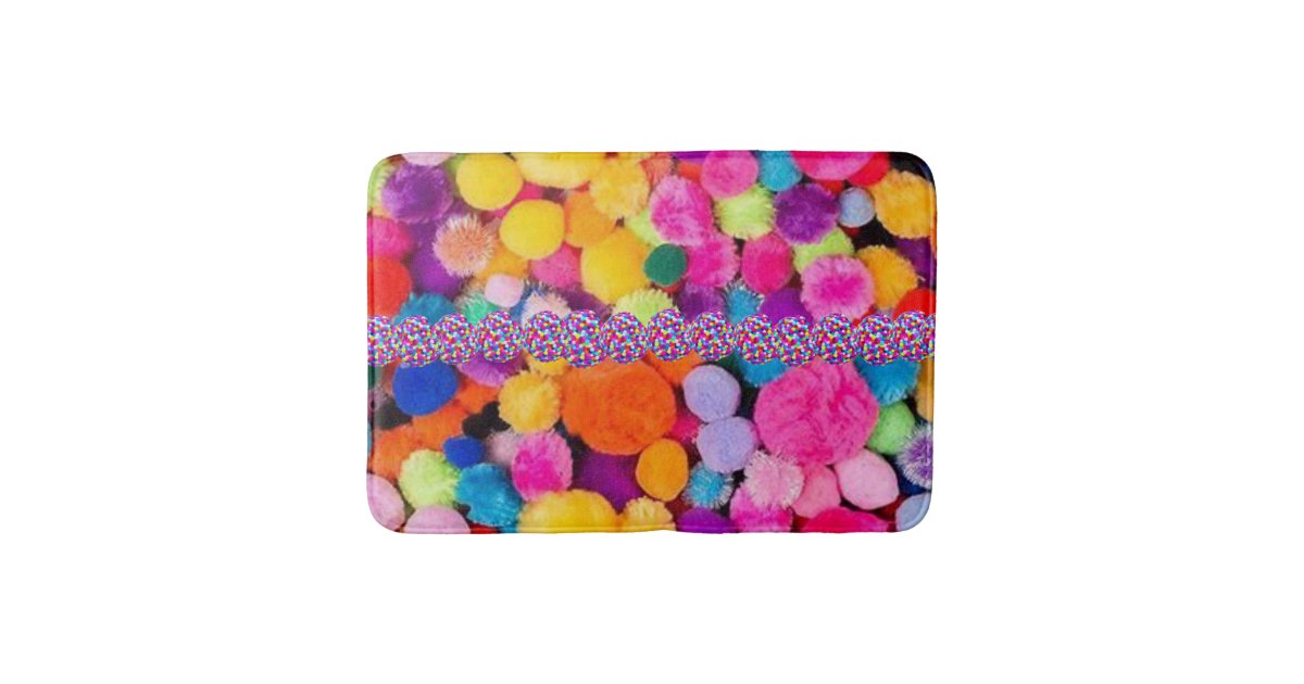 Pom Poms Bathroom Bath Mat Zazzle