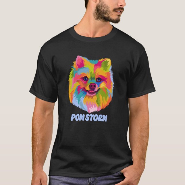 Pom Storm Pomeranian Humor Pom Pom Dog Dog Theme T-Shirt (Front)