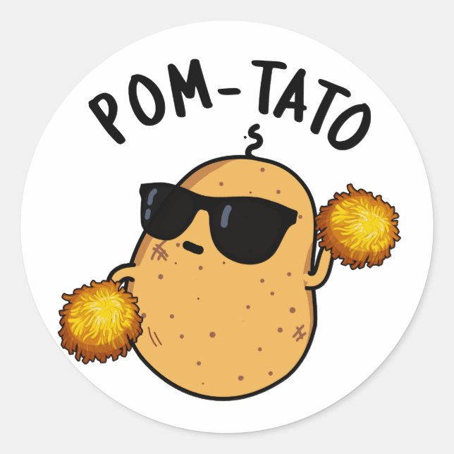 Pom-tato Funny Potato Pun  Classic Round Sticker (Front)