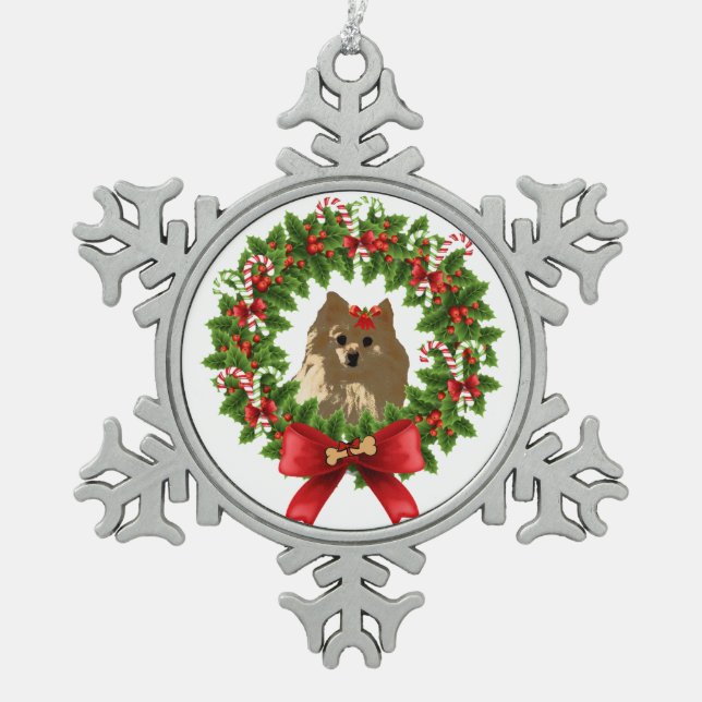 Pom Wreath Holiday Ornament (Front)