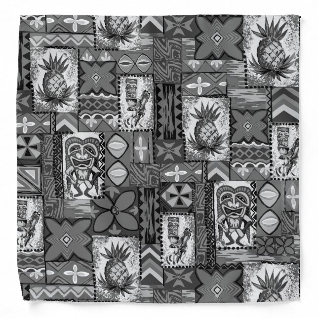 Pomaika’i Tiki Hawaiian Vintage Tapa Bandana (Front)