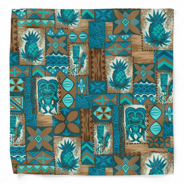Pomaika’i Tiki Hawaiian Vintage Tapa Bandana (Front)
