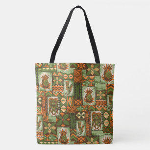 Pomaika’i Tiki Hawaiian Vintage Tapa Beach Bag
