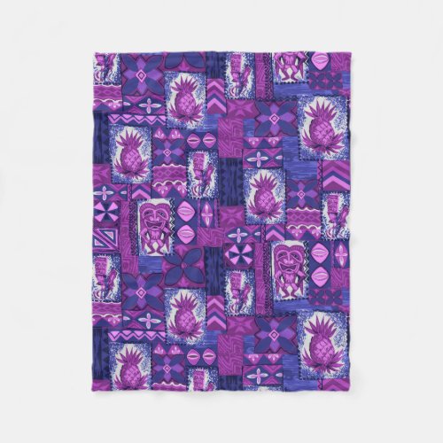 Pomaikai Tiki Hawaiian Vintage Tapa Fleece Blanket