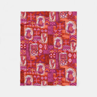 Pomaika’i Tiki Hawaiian Vintage Tapa Fleece Blanket