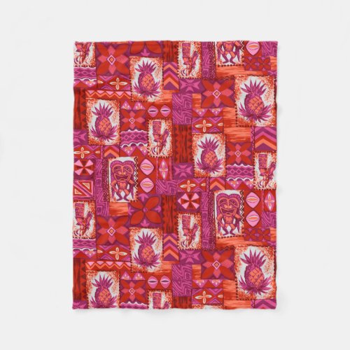 Pomaikai Tiki Hawaiian Vintage Tapa Fleece Blanket