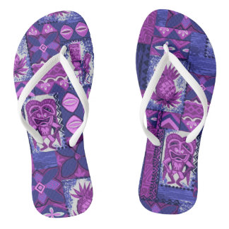 Pomaika’i Tiki Hawaiian Vintage Tapa Flip Flops