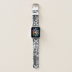 Pomaika’i Tiki Hawaiian Vintage Tapa - Gray Apple Watch Band
