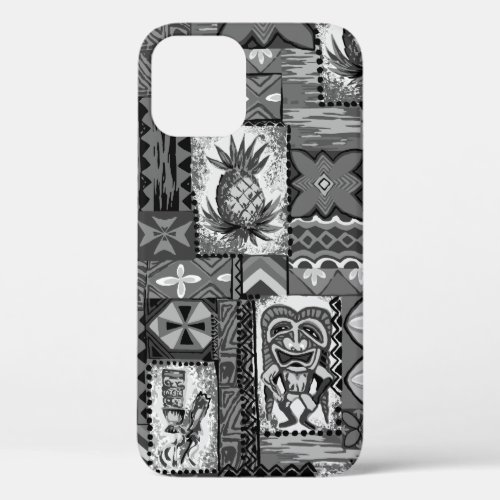 Pomaikai Tiki Hawaiian Vintage Tapa Gray  iPhone 12 Pro Case