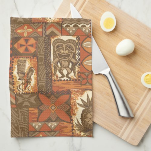 Pomaikai Tiki Hawaiian Vintage Tapa Kitchen Towel