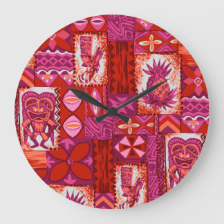 Pomaika’i Tiki Hawaiian Vintage Tapa Large Clock