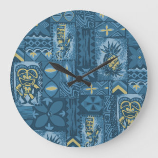 Pomaika’i Tiki Hawaiian Vintage Tapa Large Clock