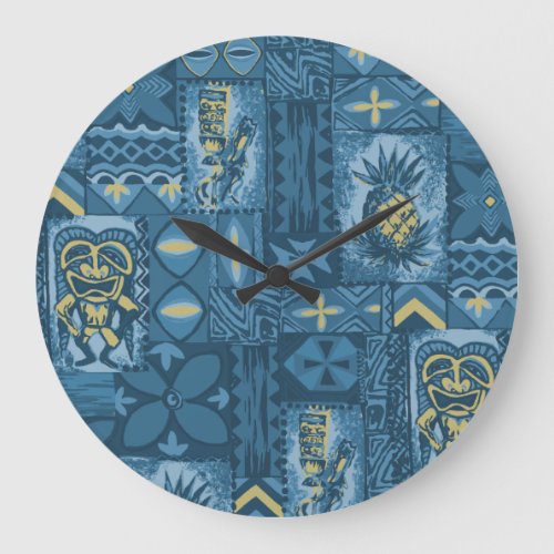 Pomaikai Tiki Hawaiian Vintage Tapa Large Clock