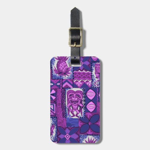 Pomaikai Tiki Hawaiian Vintage Tapa Luggage Tag