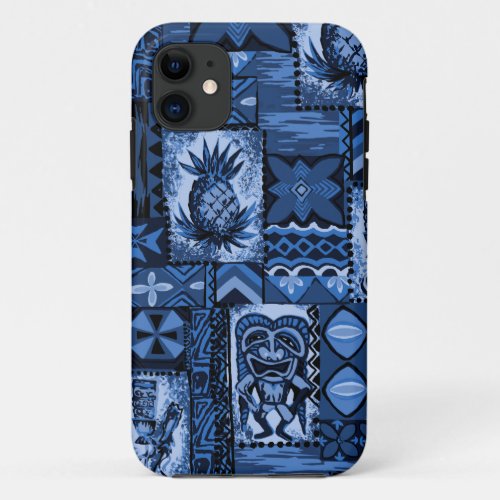 Pomaikai Tiki Hawaiian Vintage Tapa Navy iPhone 11 Case