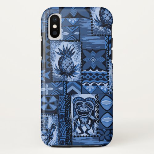 Pomaikai Tiki Hawaiian Vintage Tapa Navy iPhone X Case