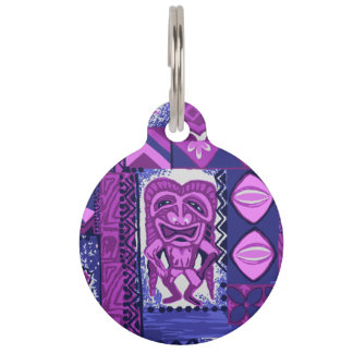 Pomaika’i Tiki Hawaiian Vintage Tapa Pet Name Tag