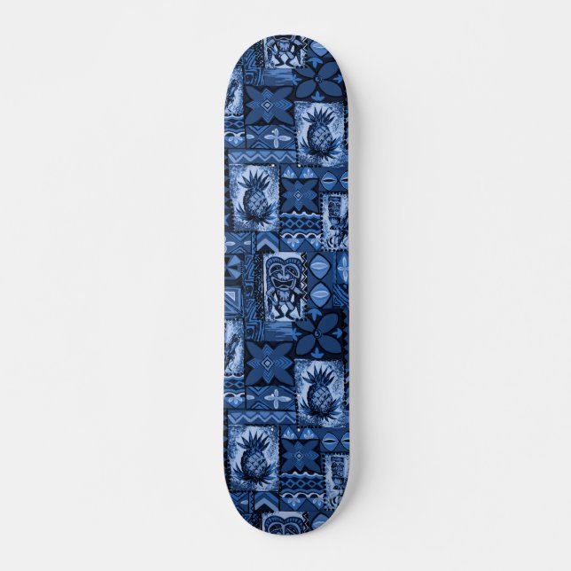 Pomaika’i Tiki Hawaiian Vintage Tapa Skateboard Deck (Front)