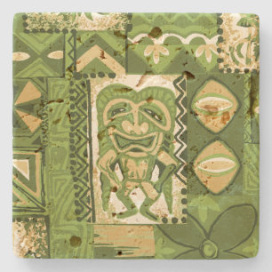 Pomaika’i Tiki Hawaiian Vintage Tapa Stone Coaster